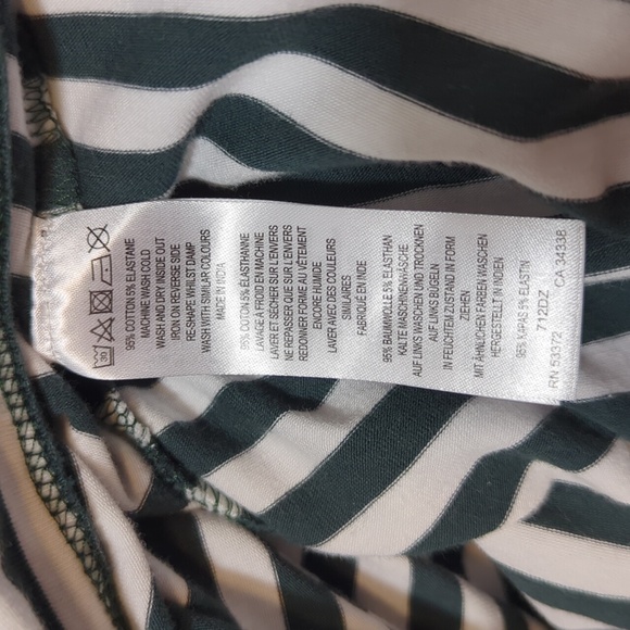 French Connection Bodycon Mini T-Shirt Dress Green & White Stripes Women's 4 - Picture 12 of 13